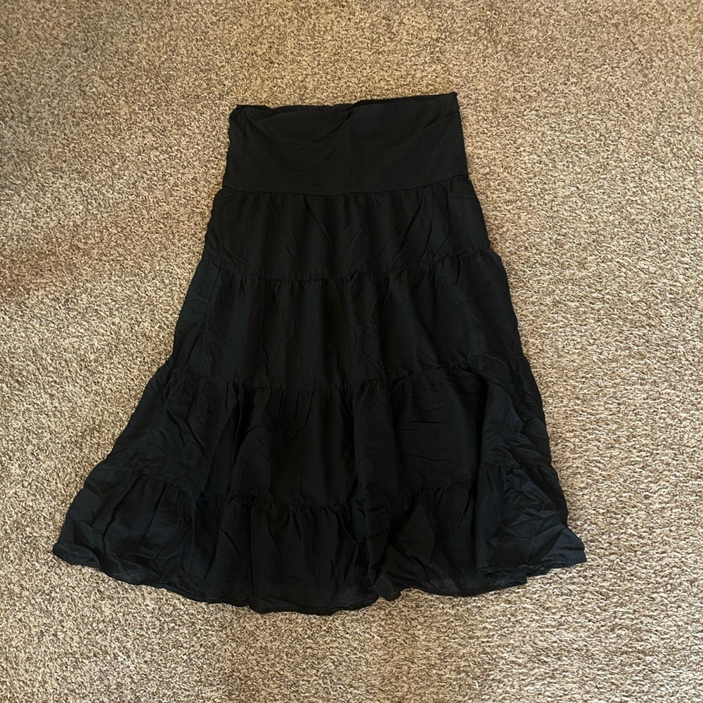 Aeropostale Black Tiered Maxi Skirt with Wide Waistband